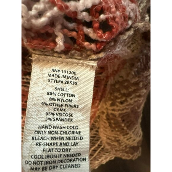 Soft Surroundings Aqua Multi Chevron Earthy Crochet Knit Tunic Top Size L - Picture 6 of 9